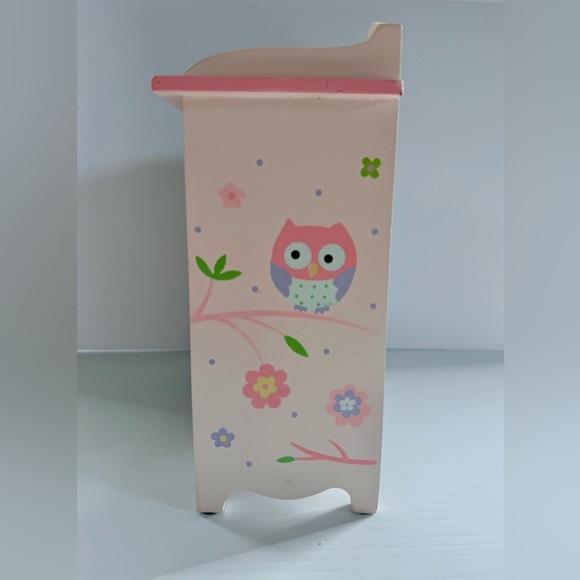 Maggie Miller Children’s Collection Wood Jewelry Box Pink Dresser Owls Flowers - Picture 10 of 14